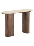 Delphi Konsolentisch Tischplatte aus Keramik, Travertin/dunkelbraun Konsolentisch Living Nordic