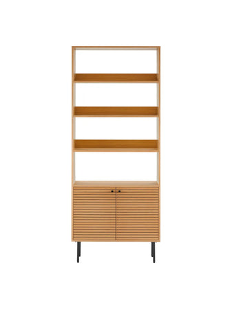 Kyoto Bücherregal Eichenfurnier, natur, schwarze Metallbeine Regal Living Nordic
