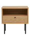 Kyoto Couchtisch Beistelltisch Living Nordic 50x40x50 cm Eichenfurnier, schwarze Metallbeine/natur