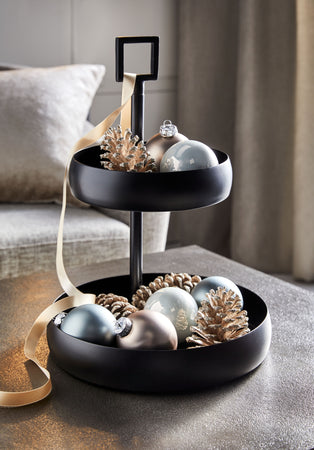 Etagere | Cascata Etagere – Eisen schwarz, Ø 22 + 30 cm, H 42,5 cm - von Lambert online kaufen bei LIVINGforme.