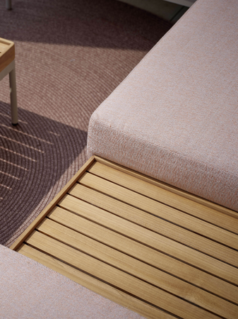 Tischplatte | Beistelltisch Coco 80x40x29 cm Aluminium greige Tischplatte Teak FSC®-zertifiziert - von Stern Möbel online kaufen bei LIVINGforme.