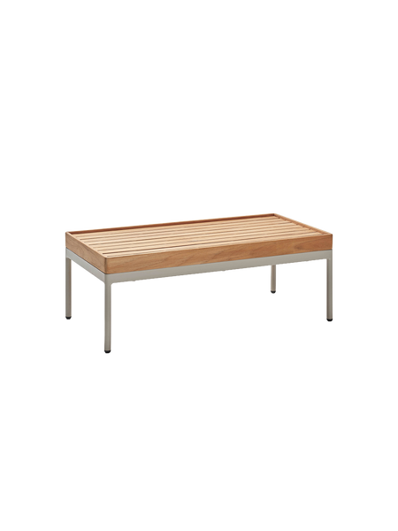 Tischplatte | Beistelltisch Coco 80x40x29 cm Aluminium greige Tischplatte Teak FSC®-zertifiziert - von Stern Möbel online kaufen bei LIVINGforme.