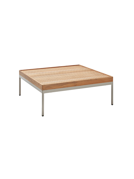 Tischplatte | Beistelltisch Coco 80x80x29 cm Aluminium greige Tischplatte Teak FSC®-zertifiziert - von Stern Möbel online kaufen bei LIVINGforme.