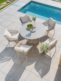 Stapelsessel | Stapelsessel Jella Aluminium greige Kordel greige Kissenset 100% Polyacryl Vanilla - von Stern Möbel online kaufen bei LIVINGforme.