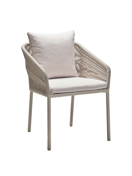 Stapelsessel | Stapelsessel Jella Aluminium greige Kordel greige Kissenset 100% Polyacryl Vanilla - von Stern Möbel online kaufen bei LIVINGforme.