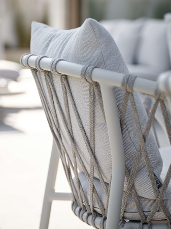 Kissen | Sessel Klea Aluminium greige Kordel greige Kissenset 100% Polyacryl Vanilla - von Stern Möbel online kaufen bei LIVINGforme.