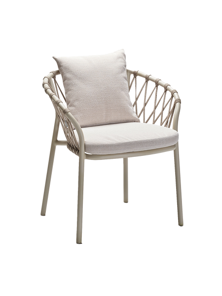 Kissen | Sessel Klea Aluminium greige Kordel greige Kissenset 100% Polyacryl Vanilla - von Stern Möbel online kaufen bei LIVINGforme.