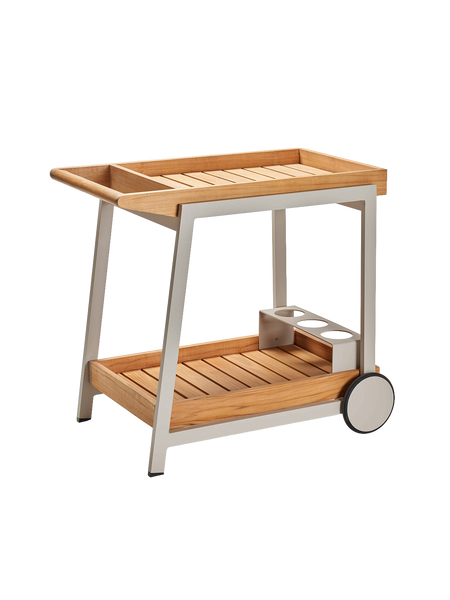 Servierwagen | Servierwagen Frido 86x58x77 cm Aluminium greige Teak FSC®-zertifiziert - von Stern Möbel online kaufen bei LIVINGforme.