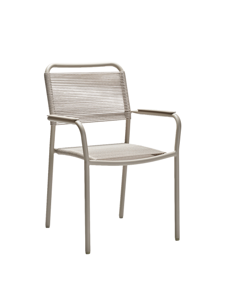 Stapelsessel | Stapelsessel Joris Aluminium greige Kordel greige/Aluminiumarmlehnen greige - von Stern Möbel online kaufen bei LIVINGforme.