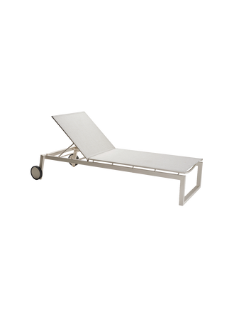 Rollenliege | Rollenliege Robin Aluminium greige mit Bezug Textilen Sesam stapelbar - von Stern Möbel online kaufen bei LIVINGforme.