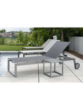Rollenliege | Rollenliege Robin Aluminium greige mit Bezug Textilen Sesam stapelbar - von Stern Möbel online kaufen bei LIVINGforme.