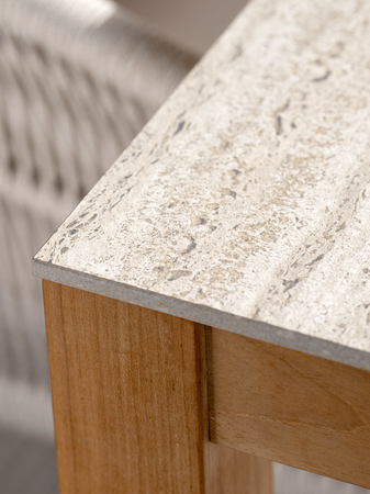 Tisch | Tisch 200x100 cm Teak Tischplatte Dekton Sediment beige - von Stern Möbel online kaufen bei LIVINGforme.