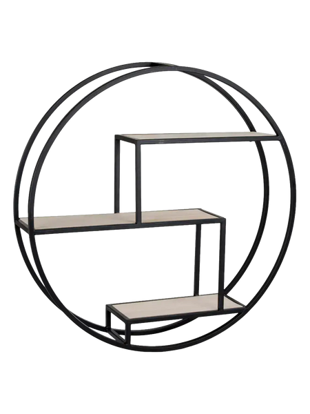 Rotterdam Regal Stahl/Holz, schwarz, natur Regal Living Nordic