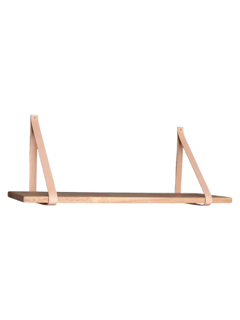 Forno Wandregal Holz, natur, mit braunen Lederriemen Regal Living Nordic