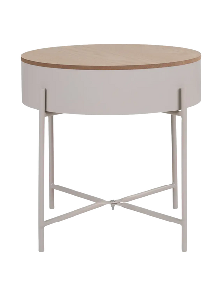 Sisco Beistelltisch mit Stauraum Stahl, beige, natur top Beistelltisch Living Nordic