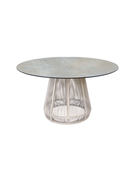 Tisch | Tisch Rhoda Ø 134 cm Aluminium greige Kordel greige Tischplatte Silverstar 2.0 Quartz - von Stern Möbel online kaufen bei LIVINGforme.