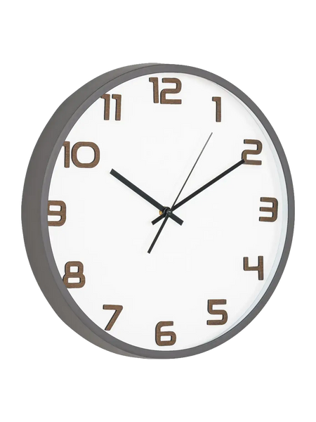 Greenwich Wanduhr grau, lautloses Uhrwerk Wanduhr Living Nordic