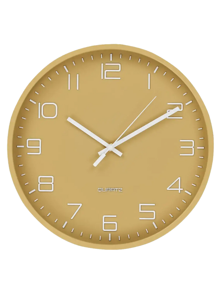 Rosolini Wanduhr ocker, lautloses Uhrwerk Wanduhr Living Nordic
