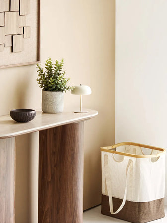 Noto Wäschesack Bambus/Textil, off-weiß/braun Wäschekorb Living Nordic