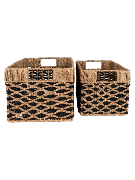 Salar Korb-Set Seegras, schwarz/natur Korb Living Nordic