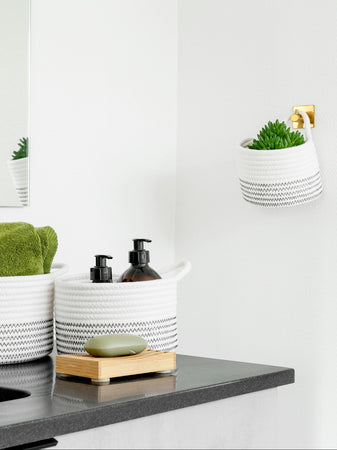 Algar Korb-Set Baumwolle, weiß/grau Korb Living Nordic