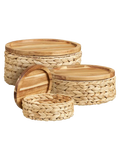 Botofte Korb-Set Wasserhyazinthe mit Holz lid, natur Korb Living Nordic