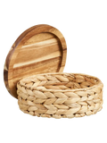 Botofte Korb-Set Wasserhyazinthe mit Holz lid, natur Korb Living Nordic