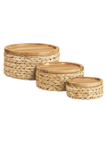Botofte Korb-Set Wasserhyazinthe mit Holz lid, natur Korb Living Nordic
