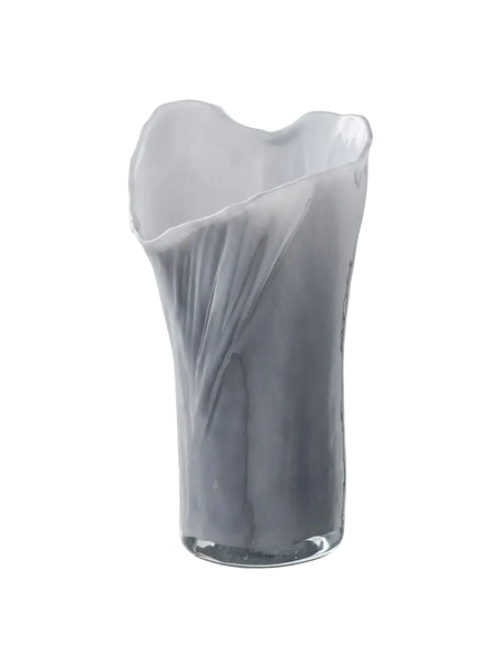 Vase mundgeblasenes Glas, grau/weiß Vase Living Nordic