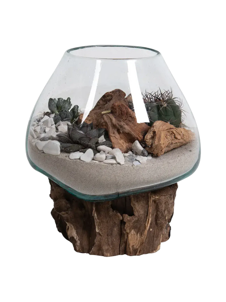 San Marino Deko-Tropfen Teak/Glas, natur – H 15–20 cm Dekoration Living Nordic