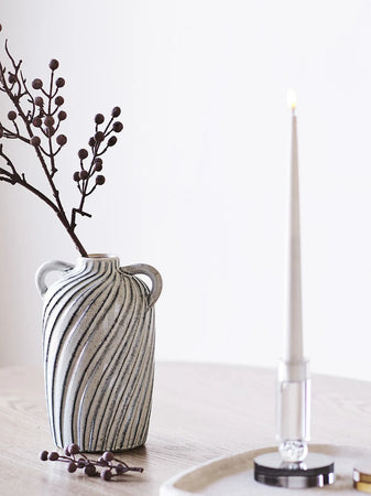 Kerzenhalter Glas, grau/weiß Kerzenhalter Living Nordic