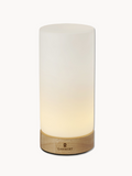 Tischleuchte | Magicee LED Leuchte – Glaszylinder weiß mit Holzfuß | H 23 cm, D 10 cm - Hell von Lambert online kaufen bei LIVINGforme.