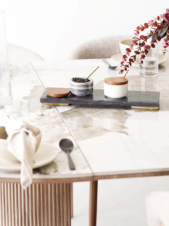 Diu Tablett Marmor, schwarz/Messing Tablett Living Nordic