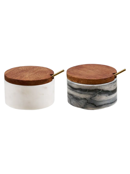 Pauri Vorratsglas Marmor, grau/weiß/Messing, mit Löffel Aufbewahrung Living Nordic