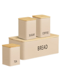 Tula Brotkasten mit 3 Dosen Metall/Bambus, beige Küchenaccessoire Living Nordic