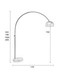 Metal Bow Stehleuchte in Kupfer, Maßzeichnung