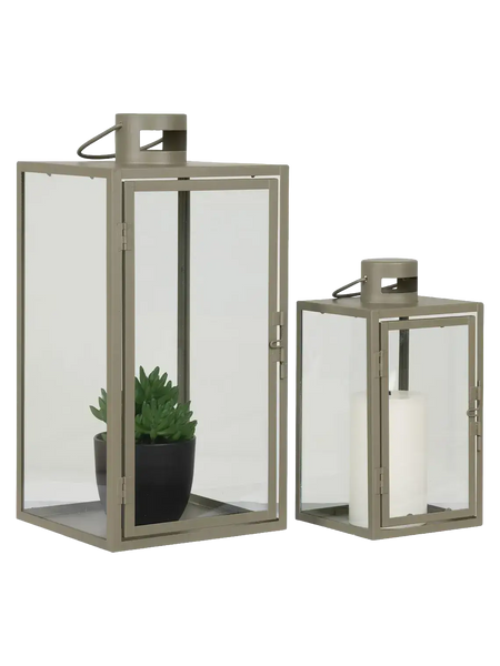 Corfu Laternen-Set Metall/Glas, grün Laterne Living Nordic