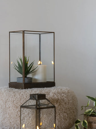 Manali Laterne Metall/Glas, Antik-Messing-Optik Laterne Living Nordic