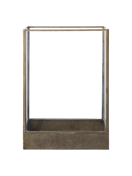 Manali Laterne Metall/Glas, Antik-Messing-Optik Laterne Living Nordic