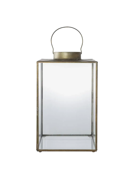 Mohali Laterne Metall/Glas, Antik-Messing-Optik Laterne Living Nordic