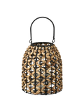 Pinto Laterne PE/Wasserhyazinthe, Glas, natur/schwarz Laterne Living Nordic