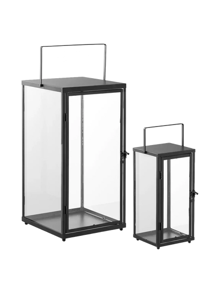 Ibra Laternen-Set Metall/Glas, schwarz Laterne Living Nordic