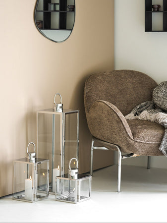 Pota Laternen-Set Glas/Metall, Silber-Optik Laterne Living Nordic
