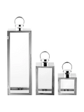 Pota Laternen-Set Glas/Metall, Silber-Optik Laterne Living Nordic