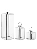 Pota Laternen-Set Glas/Metall, Silber-Optik Laterne Living Nordic