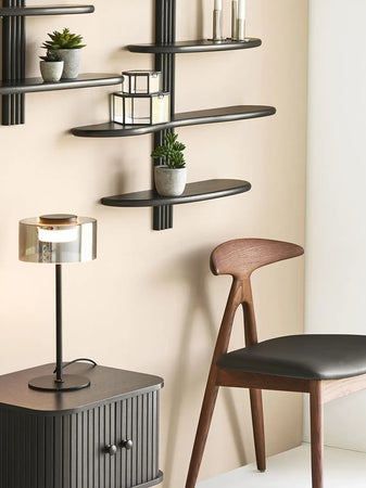 Cholet Tischleuchte LED, Stahl/Glas, schwarz/klar Tischleuchte Living Nordic