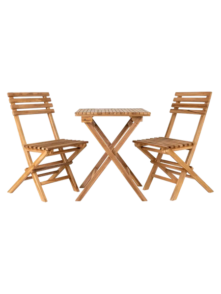 Cuenca Café-Set Teak, natur, two klappbar chairs und a table Gartenmöbel-Set Living Nordic