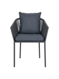 Salerno Esszimmerstuhl Aluminium/Polyester Esszimmerstuhl Living Nordic dunkelgrau robe, schwarz Rahmen Aluminium/PE-Rattan, natur, schwarze Beine, stapelbar