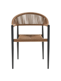 Salerno Esszimmerstuhl Aluminium/Polyester Esszimmerstuhl Living Nordic dunkelgrau robe, schwarz Rahmen Aluminium/PE-Rattan, natur, schwarze Beine, stapelbar (7001175)