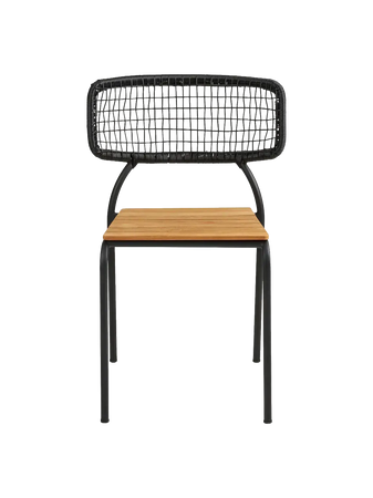 Nashville Esszimmerstuhl Teak/Polyrattan, schwarz/natur, schwarze Beine Esszimmerstuhl Living Nordic